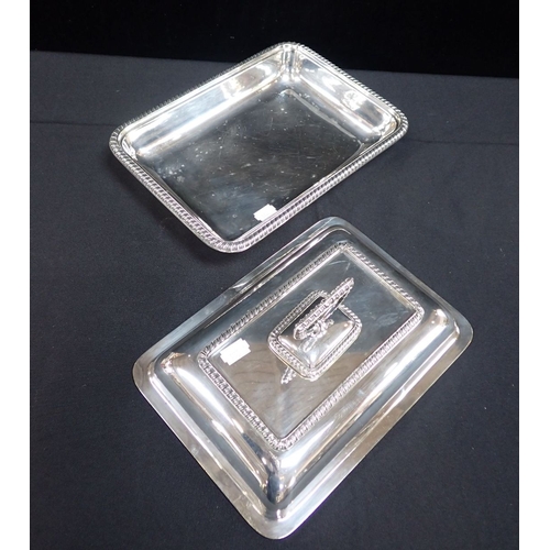 351 - TWO SIMILAR SILVER-PLATED COVERED SERVING DISHES