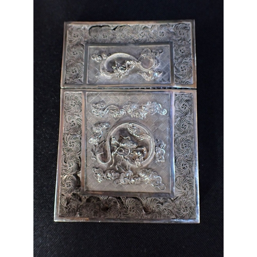 414 - A MOTHER OF PEARL AND TORTOISE CARD CASE together with a white metal filligree card case, a leather ... 