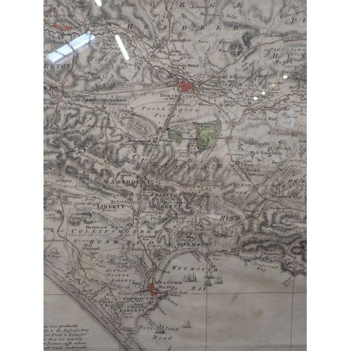 506 - A LATE 18TH/19TH CENTURY MAP OF DORCHESTER, WEYMOUTH, PORTLAND AND DISTRICT (part), in a Hogarth typ... 