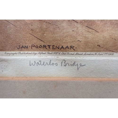 514 - JAN POORTENAAR: WATERLOOO BRIDGE print, 50 x 55cms