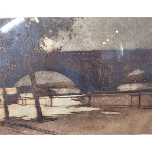 514 - JAN POORTENAAR: WATERLOOO BRIDGE print, 50 x 55cms