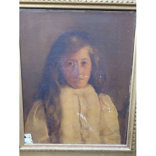 542 - PORTRAIT OF A GIRL, LATE 19TH CENTURY oil on canvas, in a gilt frame, aperture 52 x 42cm