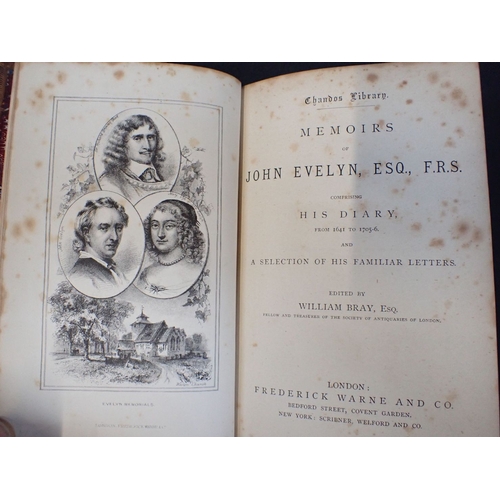 475 - EVELYN, JOHN: MEMOIRS edited by William Bray, published by Frederick Warne, London, brown leather bi... 