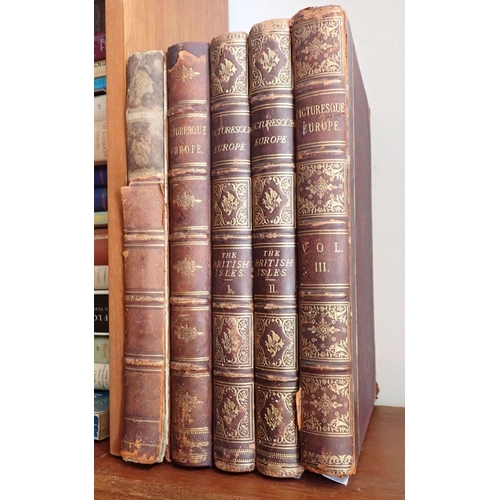 492 - PICTURESQUE EUROPE: FIVE VOLUMES, LEATHER BOUND