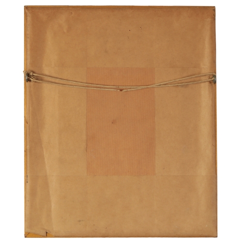 120 - OLIVE WOOD (20TH CENTURY) A PAINTED PORCELAIN PANEL depicting a maiden admiring her reflection in a ... 