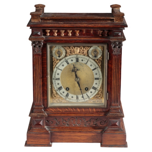 A VICTORIAN OAK MANTEL CLOCK with quarter-striking movement by ...