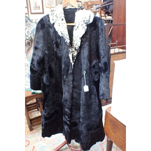 33 - A FULL LENGTH SABLE FUR COAT with black and white collar (shedding slightly)