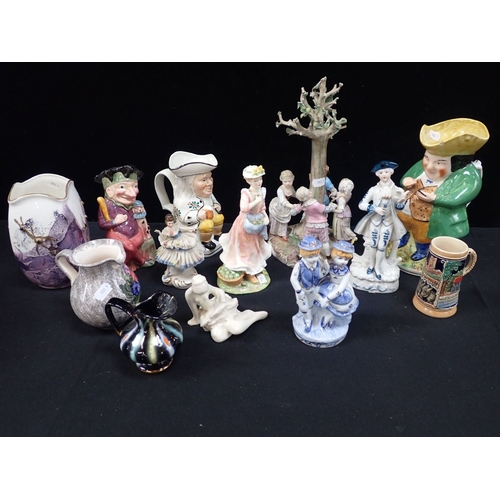 42 - A MEISSEN STYLE CENTREPIECE OF DANCING CHILDREN witch a collection of ceramics including Toby jugs a... 