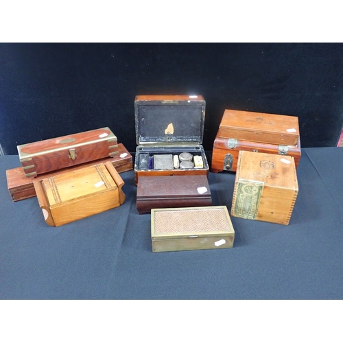 43 - A SMALL VICTORIAN DRESSING CASE AND OTHER BOXES various styles, including a Bakelite example