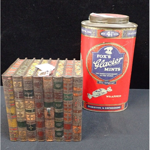 47 - A HUNTLEY & PALMER'S BOOK FORM BISCUIT TIN (lacking strap), and a Fox's Glacier Mint tin (2)