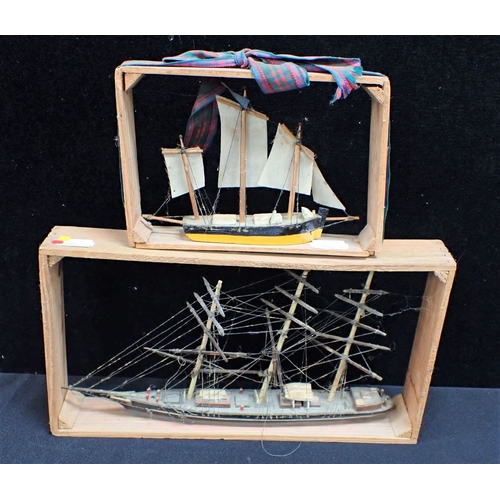 53 - TWO 'FOLK ART' SHIP MODELS IN BOX FRAMES