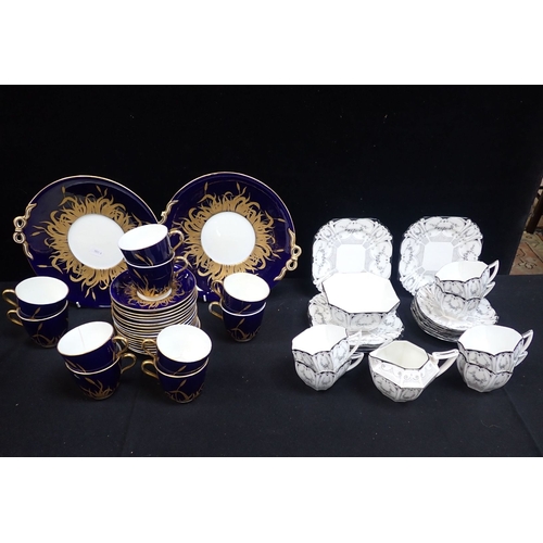 69 - A SHELLEY TEA SERVICE FOR SIX with a late Victorian part Brown Westhead & Moore tea service (some da... 