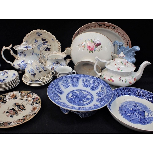 74 - A COLLECTION OF 19TH CENTURY CERAMICS including a Derby tureen (no lid) a part tea service and other... 