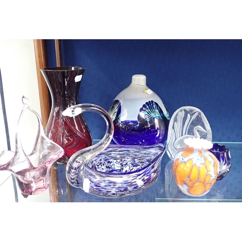 81 - AN ART GLASS VASE, AND OTHER GLASS WARE