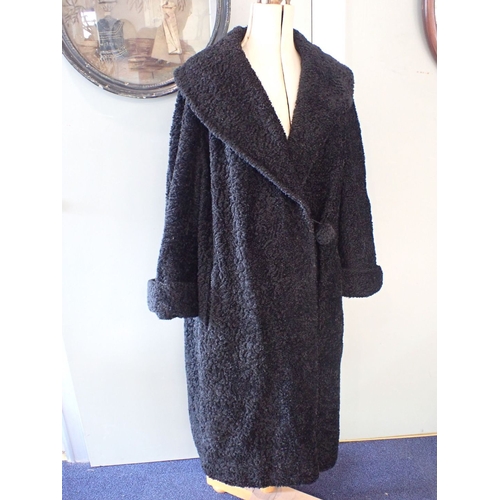 92 - A LADIES VINTAGE FAUX ASTRAKHAN COAT circa 1950s