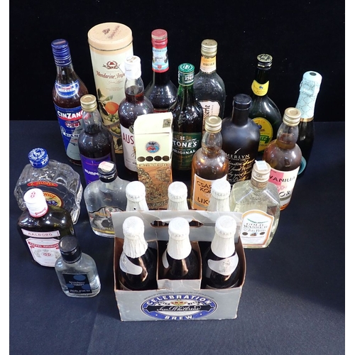 96 - A COLLECTION OF BOTTLES OF ALCOHOLIC BEVERAGES including six bottles of Whitbread's 1981 'Celebratio... 