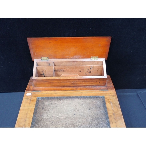 172 - A VICTORIAN WRITING SLOPE and a glove box (2)