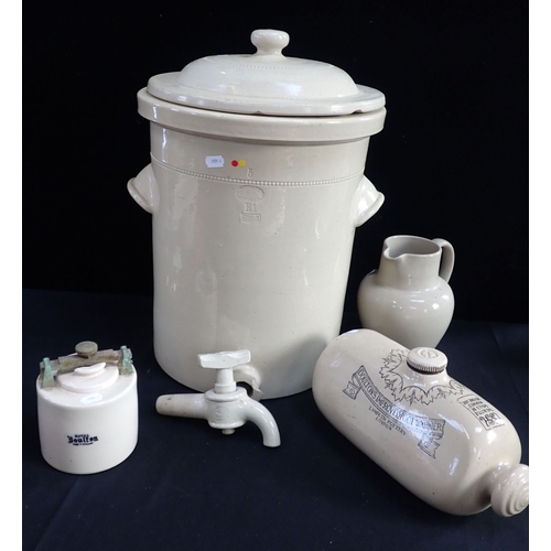 174 - A LARGE DOULTON LAMBETH STONEWARE WATER FILTER OR CISTERN 49cm high (chips) including Doulton stonew... 