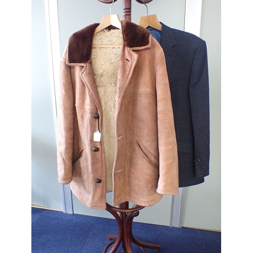 209 - AN AUSTIN REED CROMBIE OVERCOAT together with a Burton Tweed Crombie by Burton, a sheepskin jacket, ... 