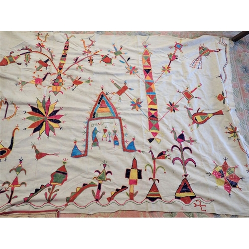 306 - A SOUTH AMERICAN WALL HANGING together with another of later date, largest 203 x 98cms