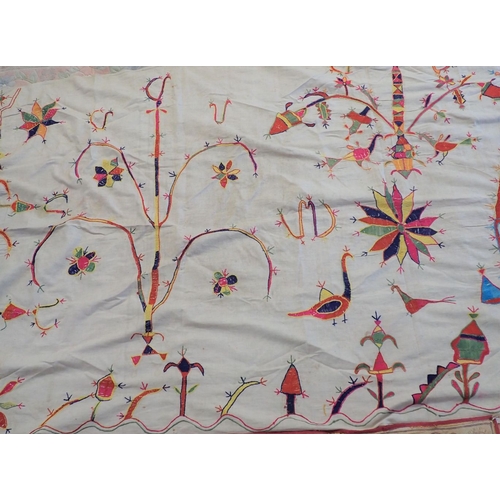 306 - A SOUTH AMERICAN WALL HANGING together with another of later date, largest 203 x 98cms