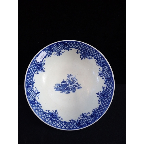 353 - A CAUGHLEY BLUE AND WHITE BOWL with transfer printed decoration, 17.5cm diam