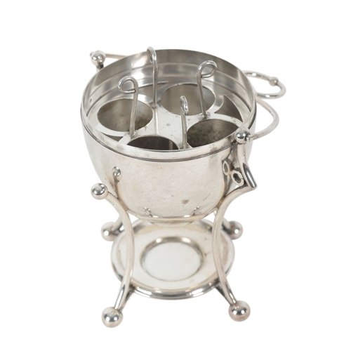 439 - AN EARLY 20TH CENTURY SILVER PLATED EGG CODDLER by the Goldsmiths & Silversmiths Company, of ovoid s... 