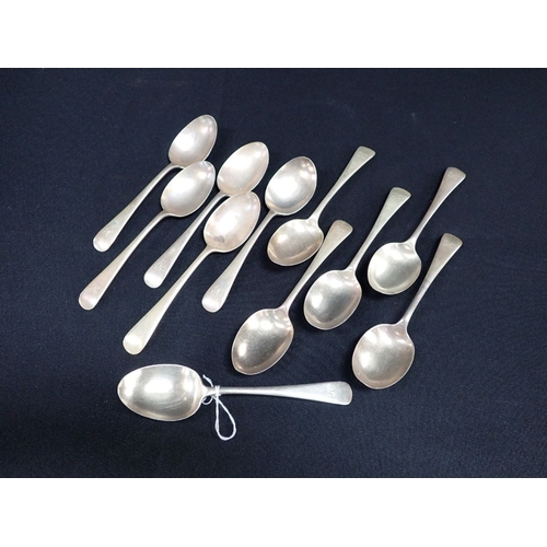 455 - ELEVEN SILVER DESSERT SPOONS, SHEFFIELD 1911