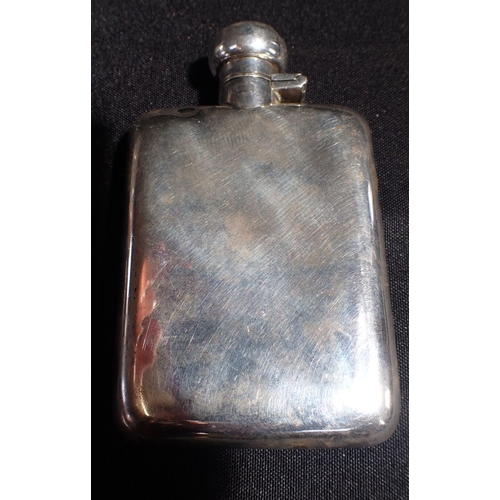 456 - A SILVER HIP FLASK (marks rubbed)