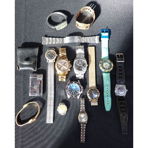 538 - A COLLECTION OF VARIOUS WATCHES and a Ronson lighter