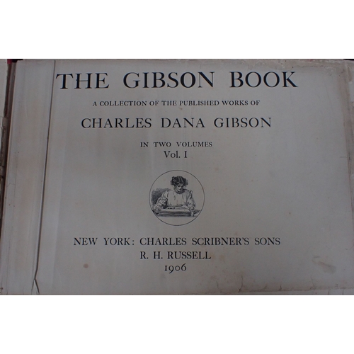 631 - CHARLES DANA GIBSON, THE GIBSON BOOK 2 vols, 1906, with Society Pictures from Punch drawn by George ... 