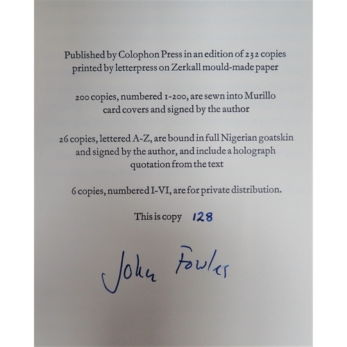 640 - JOHN FOWLES, BEHIND THE MAGUS Colophon Press 1994, no.128 of 232, signed by the author, with Robert ... 