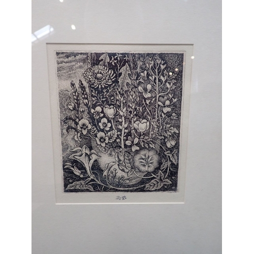 766 - ROBIN TANNER RE (1904-1988) WEEDS etching with stamped monogram, 1986, with an early 20th century et... 