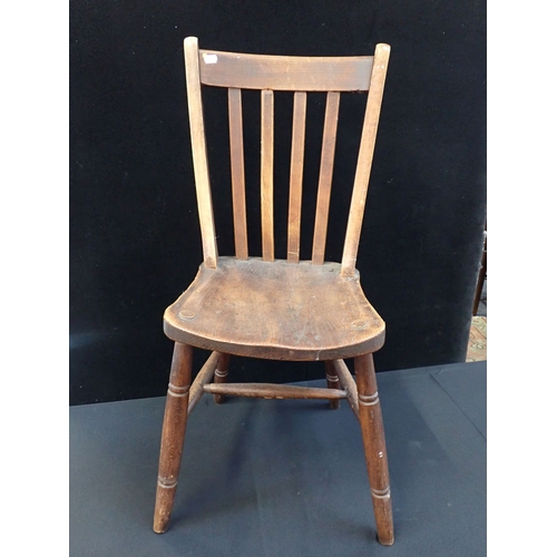 891 - A LATH-BACK WINDSOR CHAIR, INSTITUTIONAL, STAMPED WITH BROAD ARROW and the maker J. ELLIOTT and SON,... 