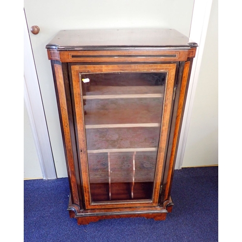 897 - A VICTORIAN BURR WALNUT AND EBONISED MUSIC CABINET in the French taste, with concave font corners, a... 