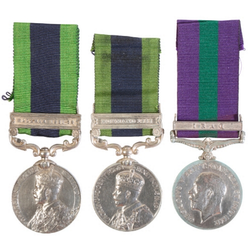 118 - THREE CAMPAIGN MEDALS GV GSM Iraq Medal 2855 Duffadar Sgt Jacat Singh 10th Lancers; IGS Malabar 1921... 