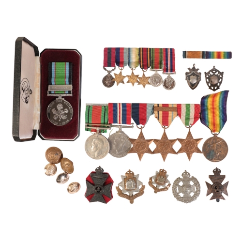 178 - A COLLECTION OF MEDALS AND BADGES Victory Medal to GS-35243 Pte H.H. Taylor R Fus; 1939 to 45 Star; ... 