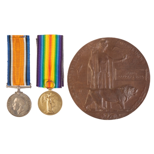 193 - A PAIR AND PLAQUE TO PTE HALL ROYAL MARINE LIGHT INFANTRY Pair correctly impressed PLY1987 - S- Pte ... 