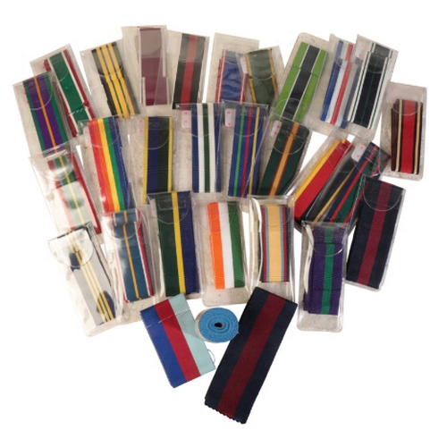 296 - BRITISH MEDAL RIBBONS Approximately 130 lengths of 30 different ribbons