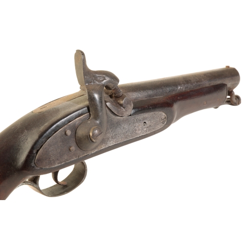 359 - A PERCUSSION SERVICE PISTOL with walnut stock, brass butt plate and trigger guard and swivel ramrod,... 