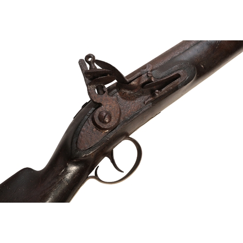 376 - A FLINTLOCK PUNT GUN with full walnut stock, brass trigger guard, steel ramrod and brass butt plate,... 