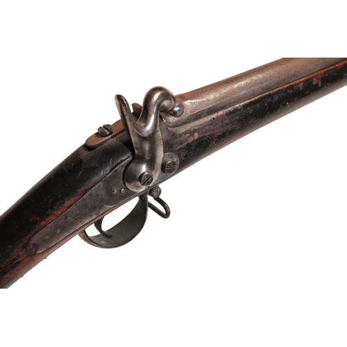 381 - A CONTINENTAL MILITARY PERCUSSION CARBINE with full walnut stock, brass mounts and trigger guard, st... 