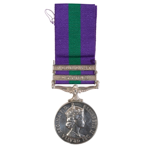 43 - TWO BAR GSM CYPRUS & NEAR EAST TO CFN BELL REME EII Two bar General Service Medal Cyprus & Near East... 