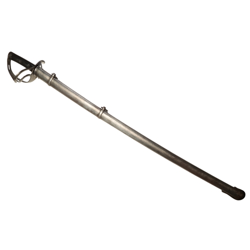 463 - AN 1853 PATTERN BRITISH CAVALRY TROOPER'S SWORD with leather grip, in the original metal scabbard, t... 