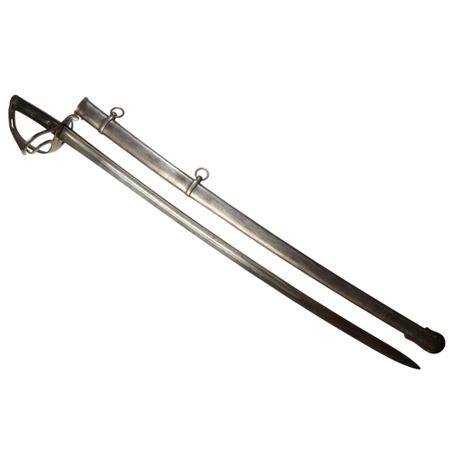 463 - AN 1853 PATTERN BRITISH CAVALRY TROOPER'S SWORD with leather grip, in the original metal scabbard, t... 