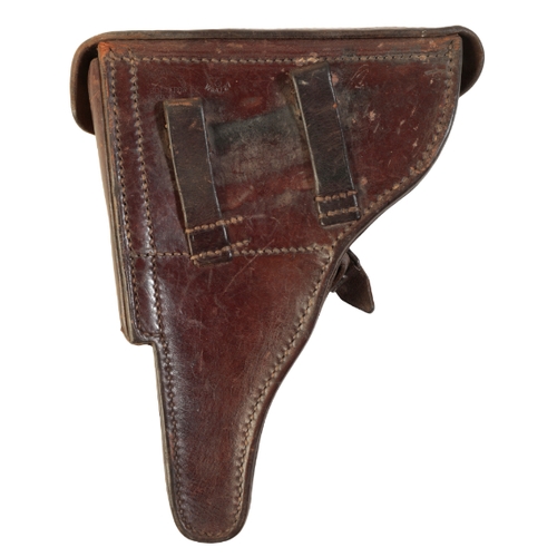 484 - A WWII GERMAN LUGER PISTOL HOLSTER brown leather and date stamped '1939 Bensberg'; signs of use; a n... 