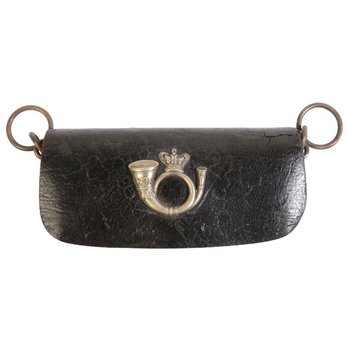 485 - A LATE 19TH CENTURY LIGHT INFANTRY LEATHER AMMUNITION POUCH 16cm long