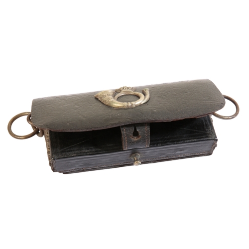 485 - A LATE 19TH CENTURY LIGHT INFANTRY LEATHER AMMUNITION POUCH 16cm long