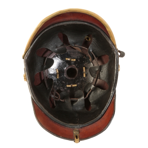 499 - A WWI GERMAN PICKELHAUBE the leather skull with original leather lining and leather chin strap, bras... 