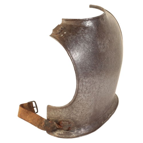 503 - A 17TH CENTURY STYLE ARMOUR BACKPLATE formed in one piece with a shallow neck opening and outward fl... 